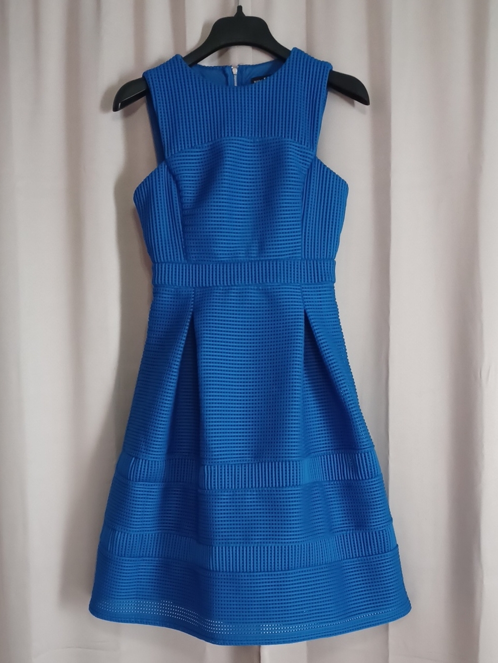Marc Angelo Royal Blue Textured Waffle Knit Fit&Flare Party Dress Size 10